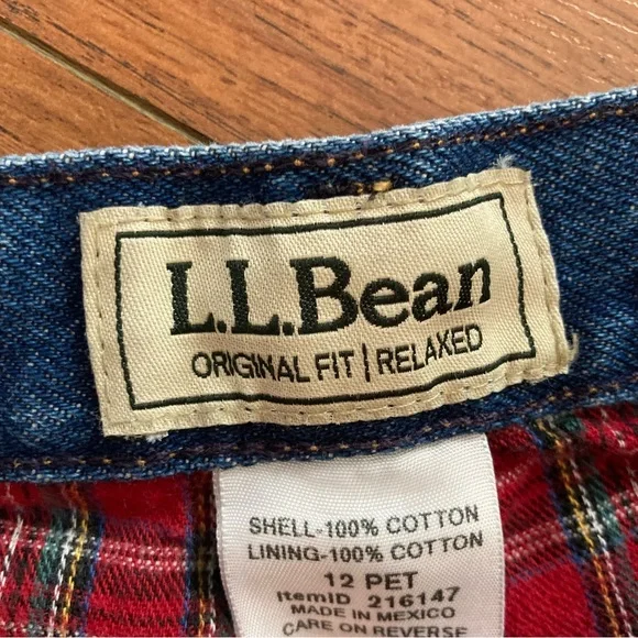 Vintage L.L. Bean Flannel Lined Denim Jeans High Rise Mom Jeans Size 12 Petite - Picture 3 of 8